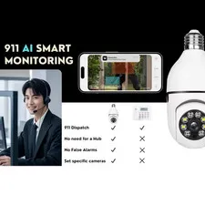 1Hawkray 2K Quad HD  Bulb Camera with AI Motion Detection & Night Vision 911