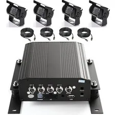 4Ch Vehicle Car Hard Drive HDD Mobile DVR Video Recorder + 4 Cable + 4 Cameras