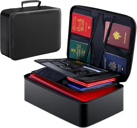 GIANTLUMl Document Bag with Lock,Fireproof 3-Layer File Storage Case with