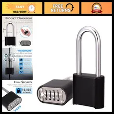 Heavy Duty 4 Digit Resettable Combination Lock - 2.5" Shackle, Outdoor Use, 2 Pa