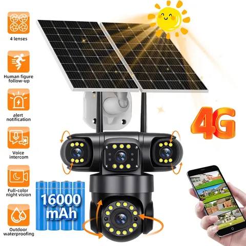 Upgraded Camara De Seguridad 16MP FHD Solar 4G SIM Para Exterior Vision Nocturna