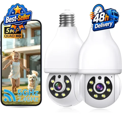 NoahTec 2K Light Bulb Security Camera WiFi Indoor Outdoor 360°