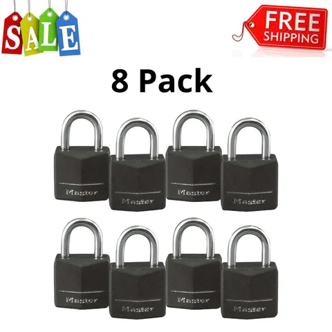 8 PK Master Lock Covered Solid Body Padlock 3/4in, Keyed Alike Small Travel Lock