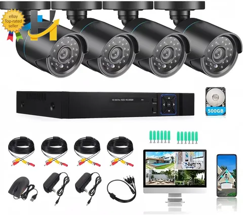 Home Security Camera System 3000TVL Surveillance DVR Kits 4Pcs Wired 1080P NEW