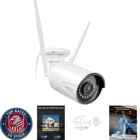 5MP WiFi Outdoor Security Camera with 100ft Night Vision & Smart Detection