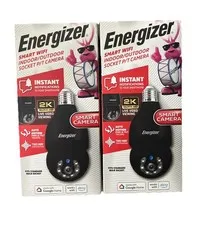 Energizer Smart WIFI Indoor/Outdoor Bulb Socket P/T Camera Bundle Of 2 Black
