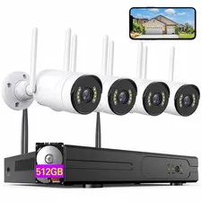 2MP Wifi Security Camera System, 4-Channel NVR with 512GB Hard Drive, 4 Outdoor