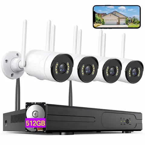 2MP Wifi Security Camera System, 4-Channel NVR with 512GB Hard Drive, 4 Outdoor