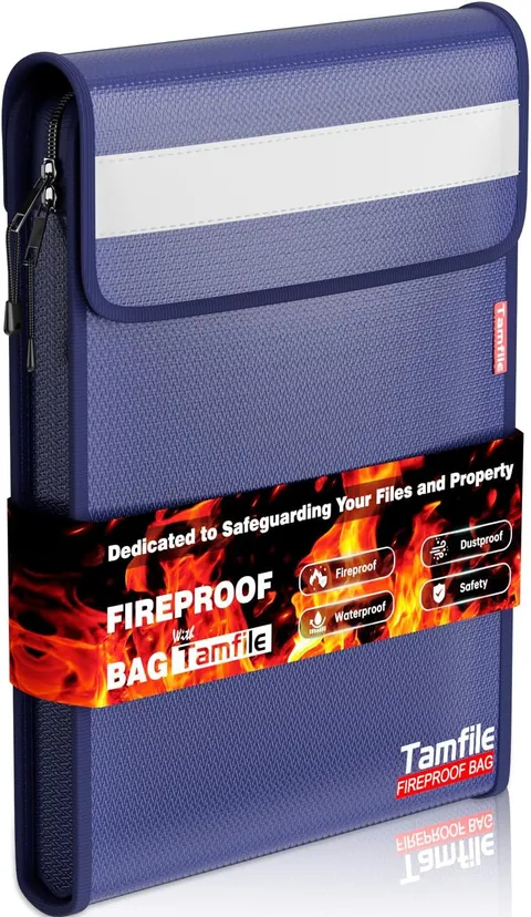 6400℉ Fireproof Document Bag with Zipper, 15”x 11” Waterproof Fireproof Money Ba