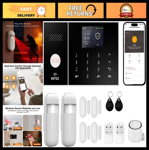 4G GSM Wi-Fi Home Security Alarm System 13-Piece Kit | Alexa & Google Home Compa