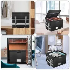 Fireproof Document Box with Lock, Portable Filing Organizer