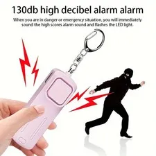 Personal Self Defense Alarm Keychain 130dB USB Rechargeable LED Safety Siren