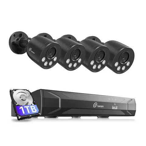 Loocam 2.5K PoE Security IP Camera System 1TB, AI Smart Human/Vehicle Detection