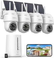 COOAU 4MP 360° Solar Security Cameras Wireless Outdoor Camera,5GHz & 2.4GHz WiFi