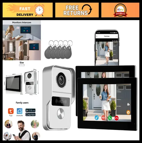 Wired Video Doorbell Intercom System, 1080P Camera, 7" Touch Screen, Night Visio