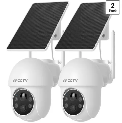 Open Box ARCCTV 2-Pack Solar Security Cameras 4MP PTZ WiFi Outdoor IP65