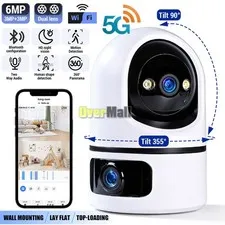 Wireless 5G&2.4G WiFi Security Camera 2K Dual Lens Smart Indoor Night Vision Cam