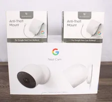 Google Nest Cam Battery 2-Pack Indoor/Outdoor + 2 Wasserstein Anti-Theft Mounts