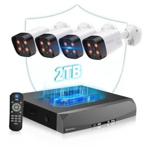 4K Outdoor Wired Security Camera System, Home Video Surveillance 4 Cameras+2TB