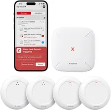 Water Leak Detector Kit Wi-Fi Alarm Sensor Base Station for Sinks Heaters