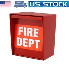 Fire Department Box With Lock Hole Red Heavy Duty Steel ‎Wall Mount