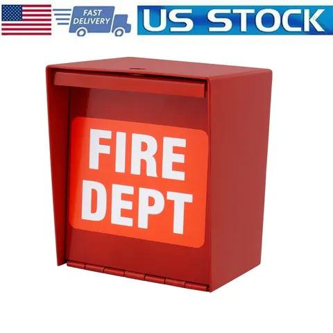 Fire Department Box With Lock Hole Red Heavy Duty Steel ‎Wall Mount