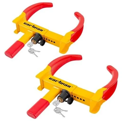  2 Packs Heavy Duty Trailer Wheel Lock, Adjustable Anti Theft 2pk Red-yellow