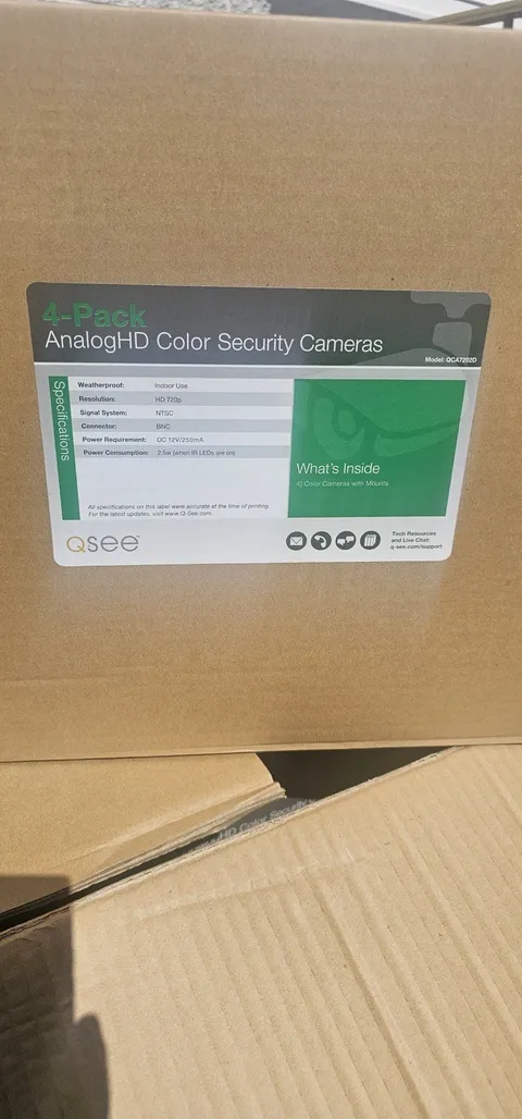 Q-See QCA7202D 4-Pack Analog 720p Color Indoor BNC Security Cameras White