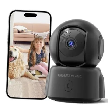 2K Indoor Security Camera for Baby Monitor, 2.4GHz WiFi 360 Pet Camera Black