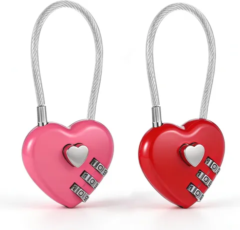 3 PCS Heart Combination Lock, Resettable 3 Digit Heart Shaped Padlock with Code,