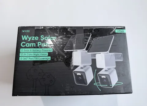 Wyze Solar Cam Pan 2 Pack 2K Battery Security Cameras w/ Solar Panels New