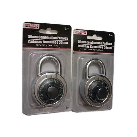 LOT OF 2- TOOL BENCH HARDWARE-50mm COMBINATION  PADLOCK(SINGLE CENTER DIAL)