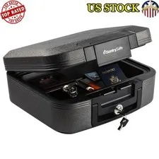 Fire Water Resistant Chest Safe Key Lock Storage Valuables Digital Media New