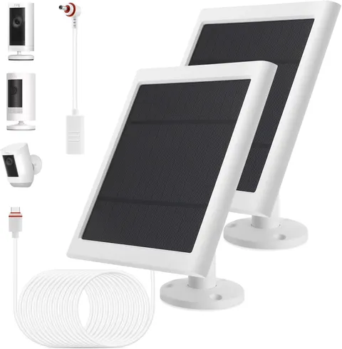 IP65 Solar Panel Outdoor for Ring Cameras (White 2P) Spotlight Cam Plus/Pro