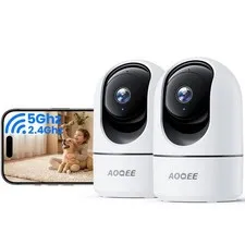 AOQEE 5G Indoor Camera 2K Pet Camera with Phone App Dual Band Wi Fi Cameras for