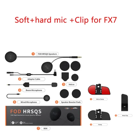 Boom+Soft Cable Microphone Speaker Headset +Clip For FX7 Helmet Intercom