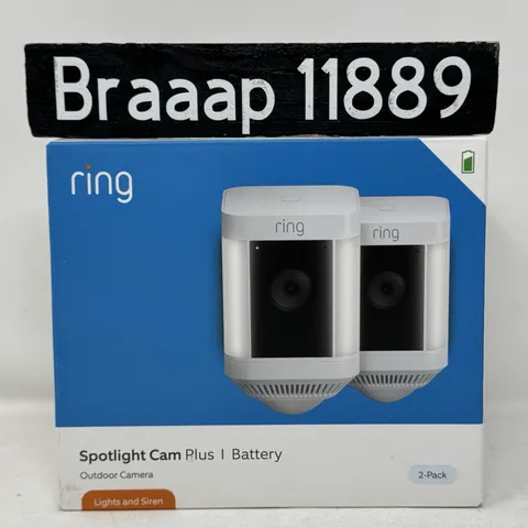 Ring Spotlight Cam Plus Camera Indoor/Outdoor Wireless Pack of 2 Battery NEW