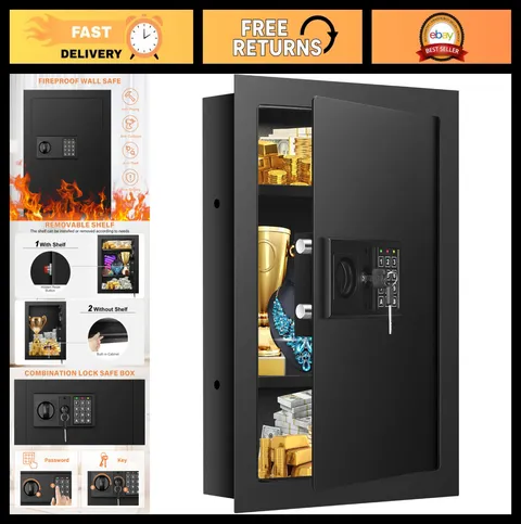 Fireproof Wall Safe 25.6" Tall - Heavy Duty Anti-Theft, Combo Lock, 2 Shelves, H