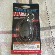 Via Security Products 100 dB Pull-Activate Keychain LED Flashlight Black