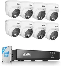 ZOSI C220 4K 8MP 8CH 8 x 8MP  POE Security Camera System 2TB HDD AI Detect Audio