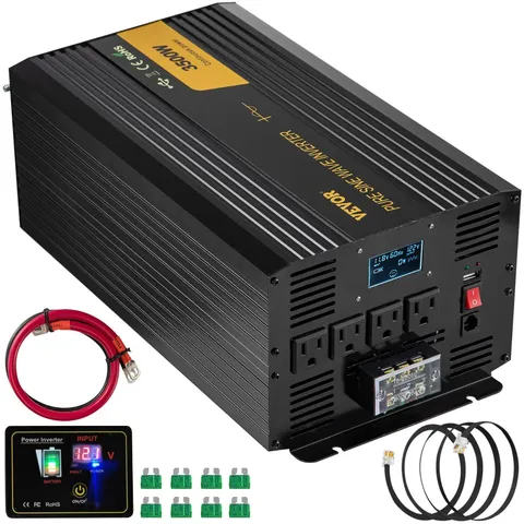 Pure Sine Wave Inverter 3500 Watt Power Inverter, DC 12V to AC 120V Car Inverter