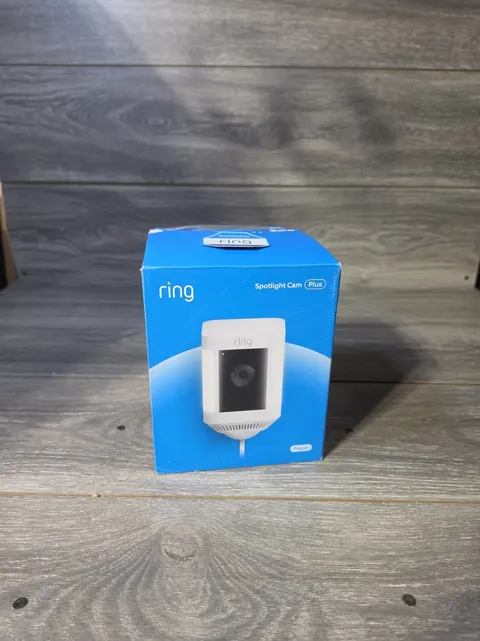 Ring Spotlight Cam Plus Plug-In White  Outdoor/Indoor Camera New Open Box