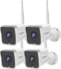 Septekon 4 Pack Outdoor Security Camera 2K，WiFi Cameras for 4 Pack, White