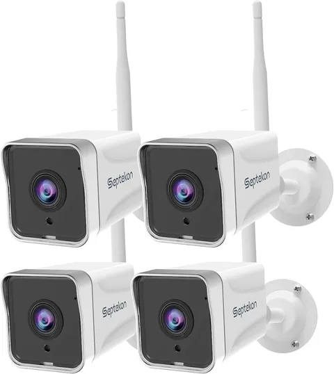 Septekon 4 Pack Outdoor Security Camera 2K，WiFi Cameras for 4 Pack, White