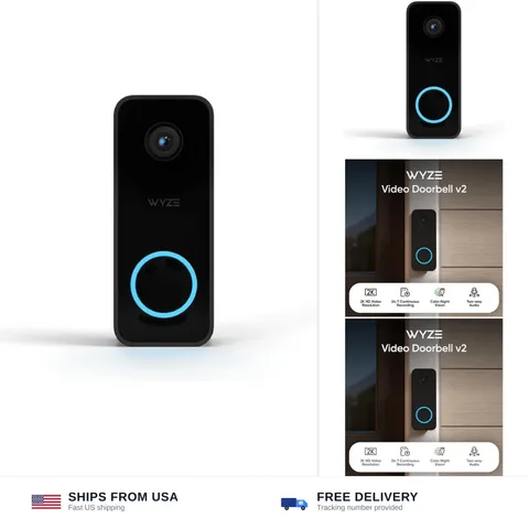 WYZE Wired Doorbell Camera v2(Existing Doorbell Wiring Required), 2K Security...
