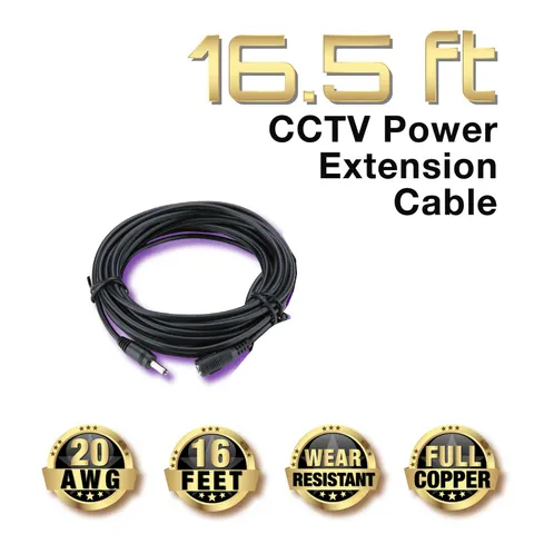 16.5ft DC Power Extension Cable Cord 5.5x2.1mm 10 feet/3M for CCTV Camera DVR
