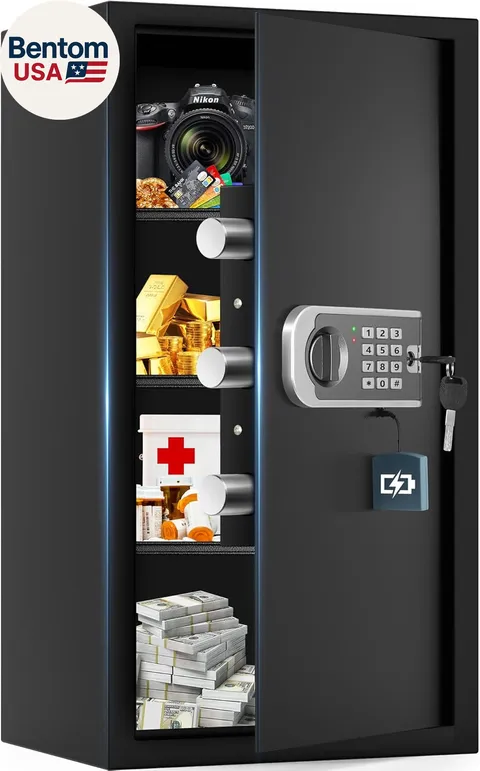 27.56"H Steel Safe Box, 6.0 Cuft Home Safes with Fireproof Waterproof Bag, Digit