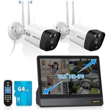 (2026 Update) Wireless WiFi Outdoor Security Camera System with Monitor, Buil...