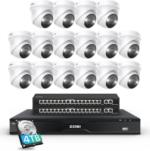 ZOSI 32CH 4K 8MP PoE NVR Security Camera Outdoor Home System Color Night Vision