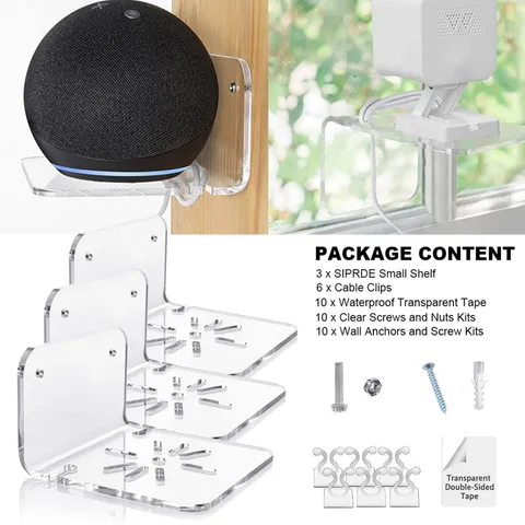 3 PCS Transparent Acrylic Camera Wall Bracket Wall Mount Floating Shelf Holder
